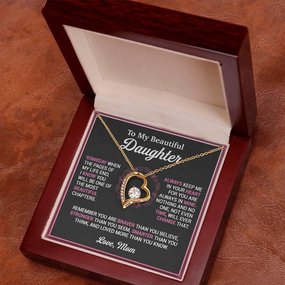 To My Daughter Necklace, Gift For Daughter From Mom, Mother Daughter Necklace Forever Love Necklace