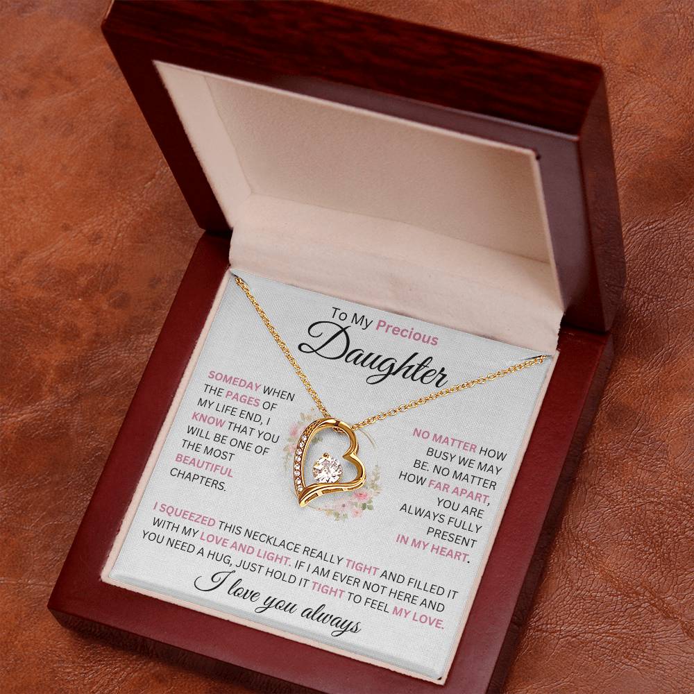 To My Daughter No Matter How Busy... Love You Heart Necklace Forever Love Necklace