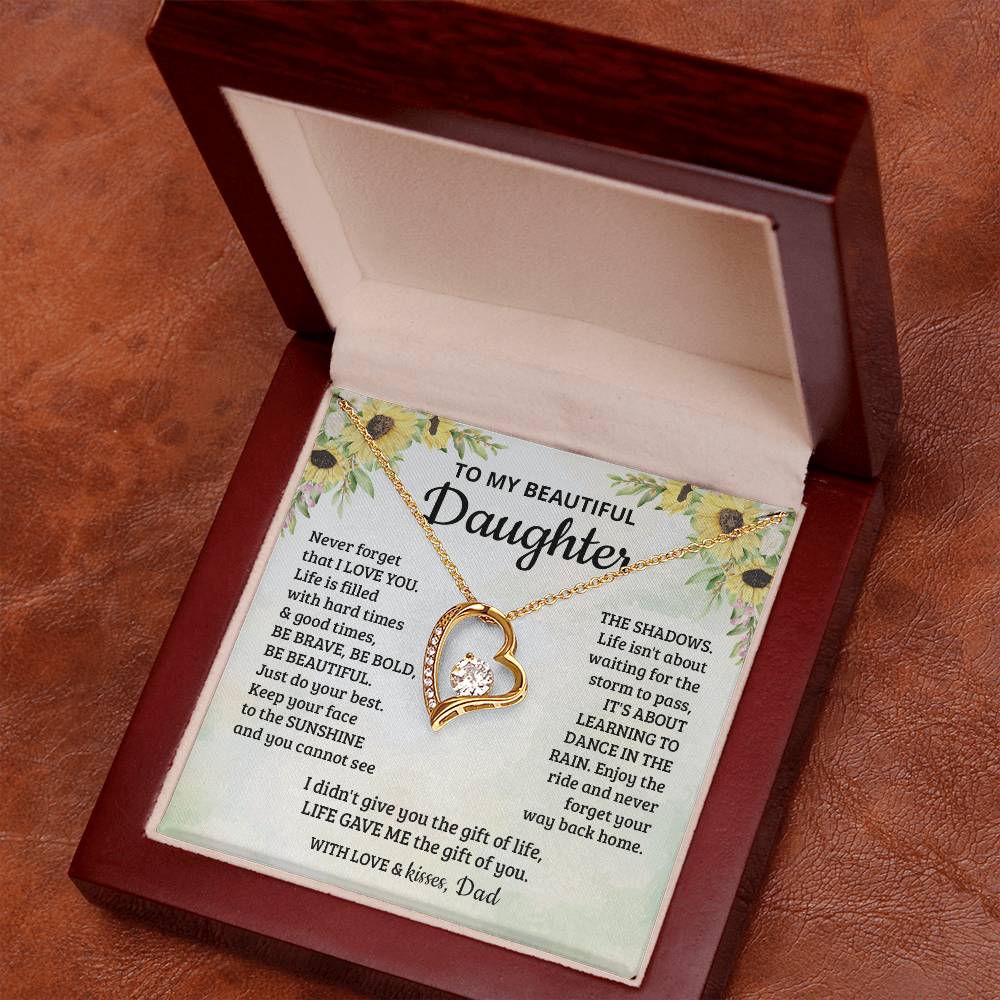 To My Beautiful Daughter - Enjoy The Ride And Never Forget Your Way Back Home - Forever Love Necklace