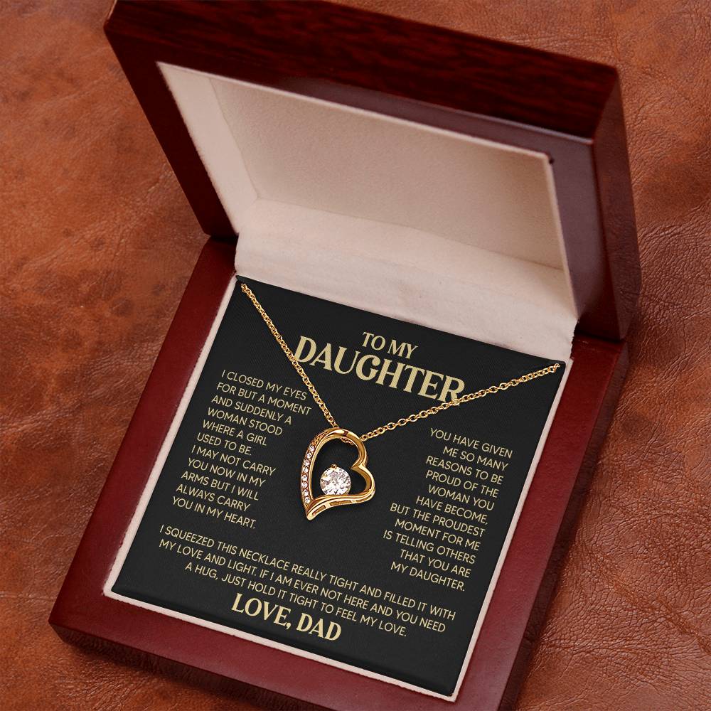 Daughter Heart Necklace  Love Dad Forever Love Necklace