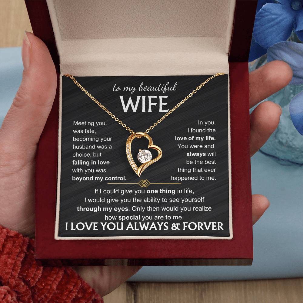 To My Beautiful Wife - Meeting You Was Fate Forever Love Necklace