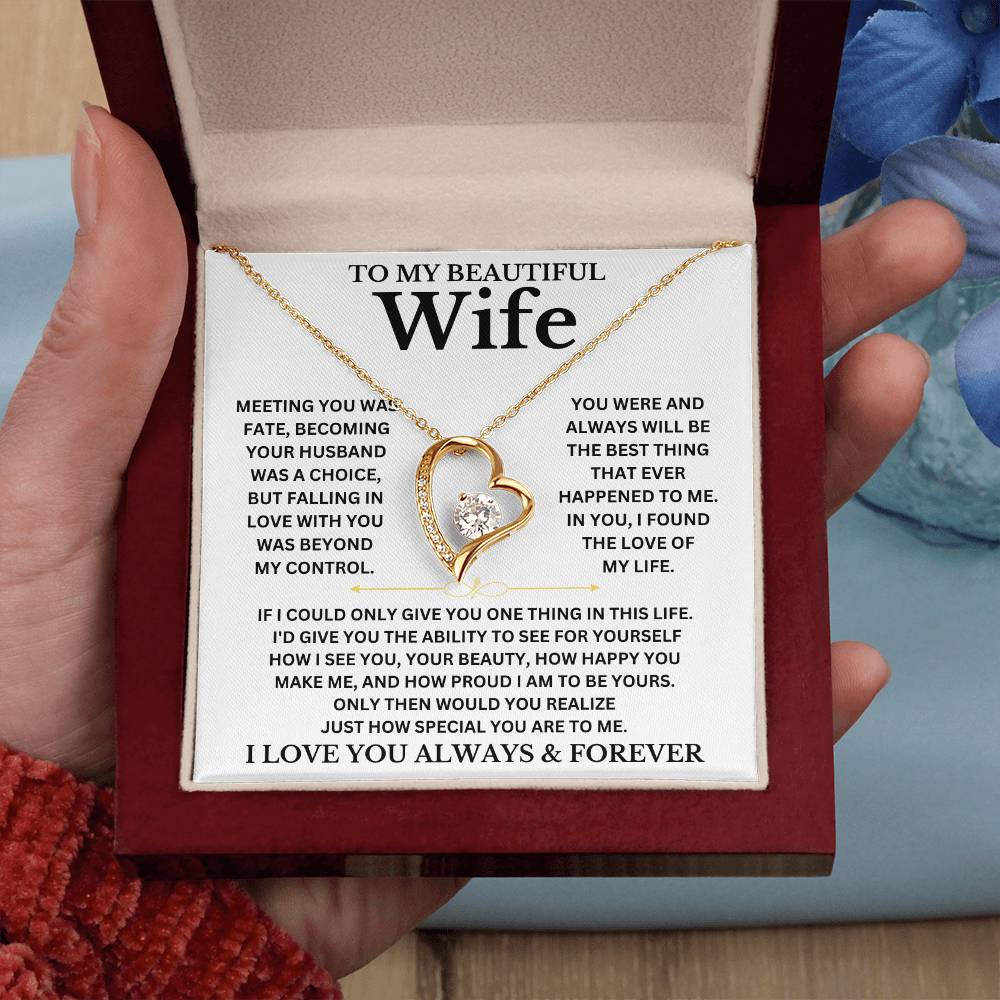 To My Beautiful Wife - Personalizable Necklace Gift Set Forever Love Necklace
