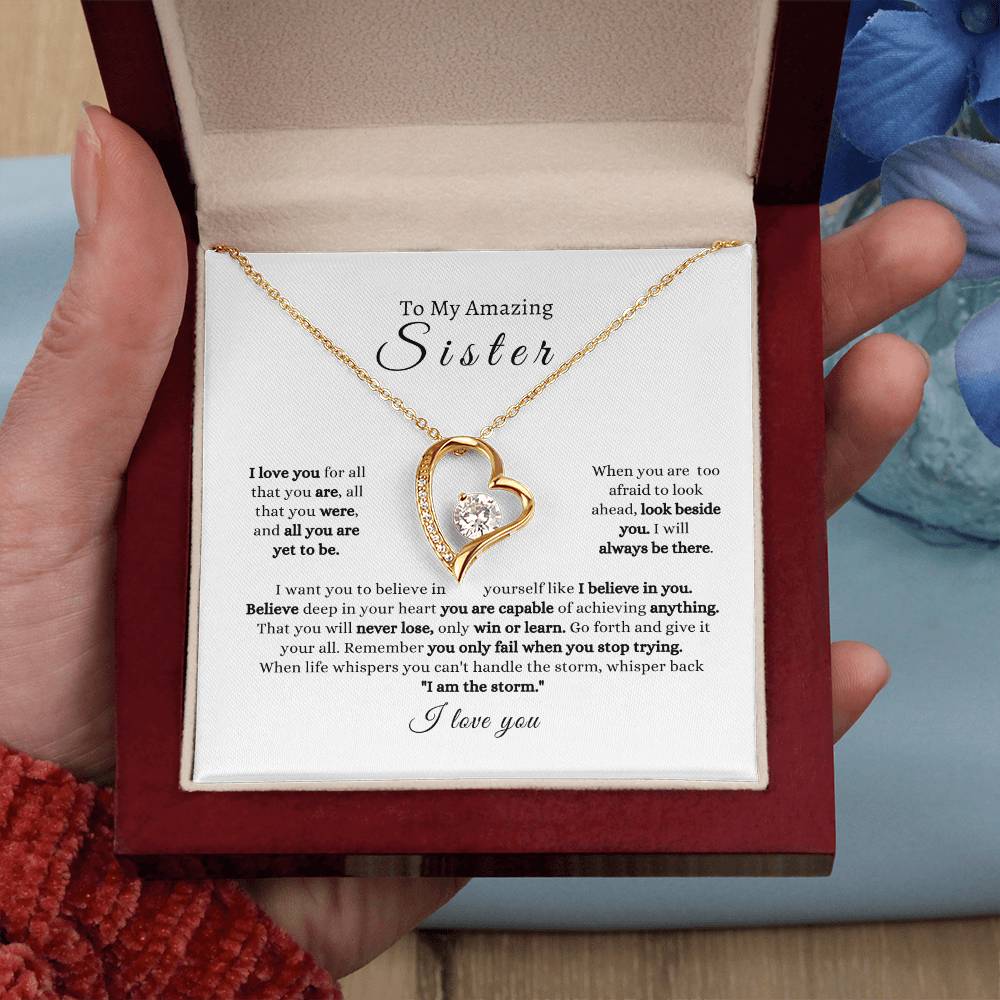 Sister  Strength  I Love You Forever Love Necklace