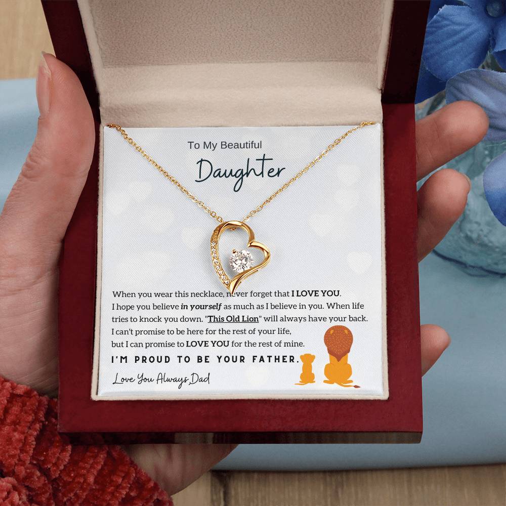 To My Daughter,  I'M Proud To Be Your Father Forever Love Necklace