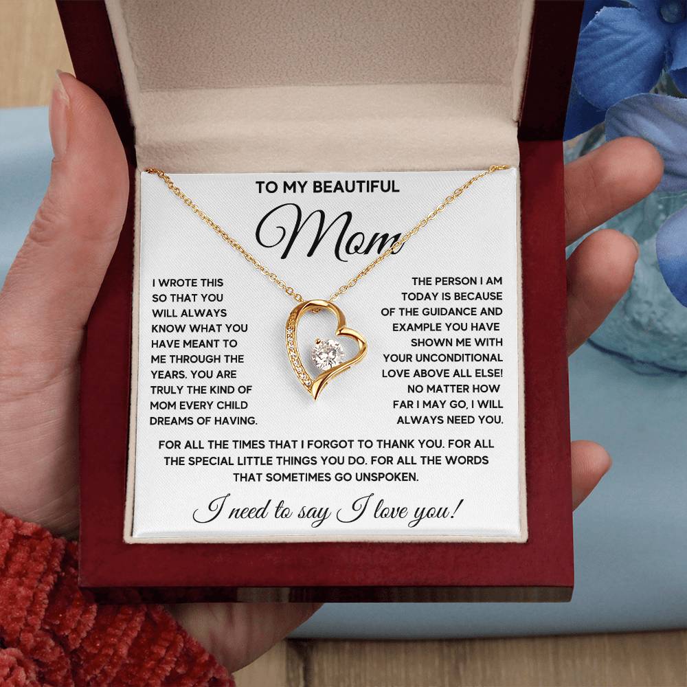 To My Mom Dreams Forever Love Necklace Gift Set Forever Love Necklace