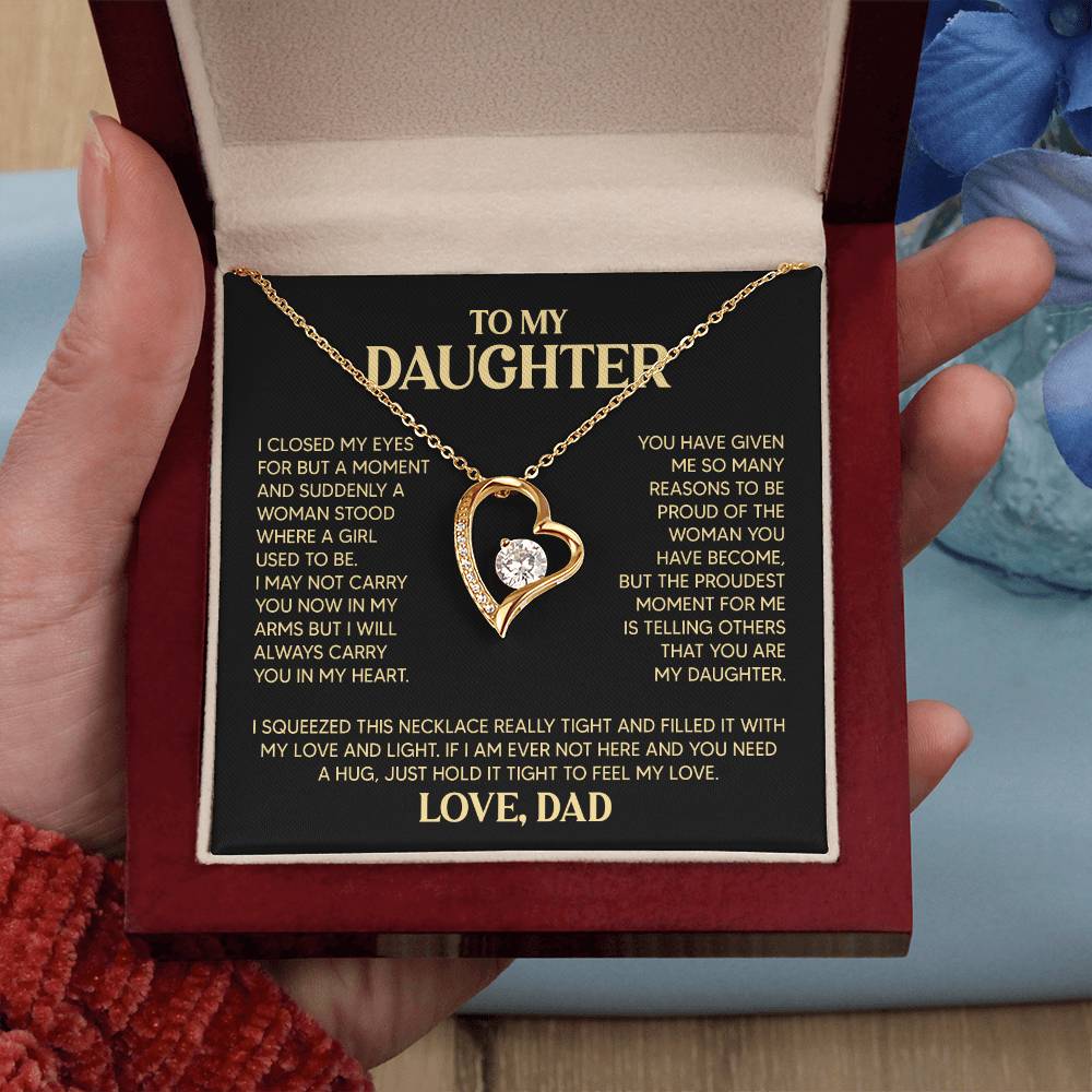 Daughter Heart Necklace  Love Dad Forever Love Necklace