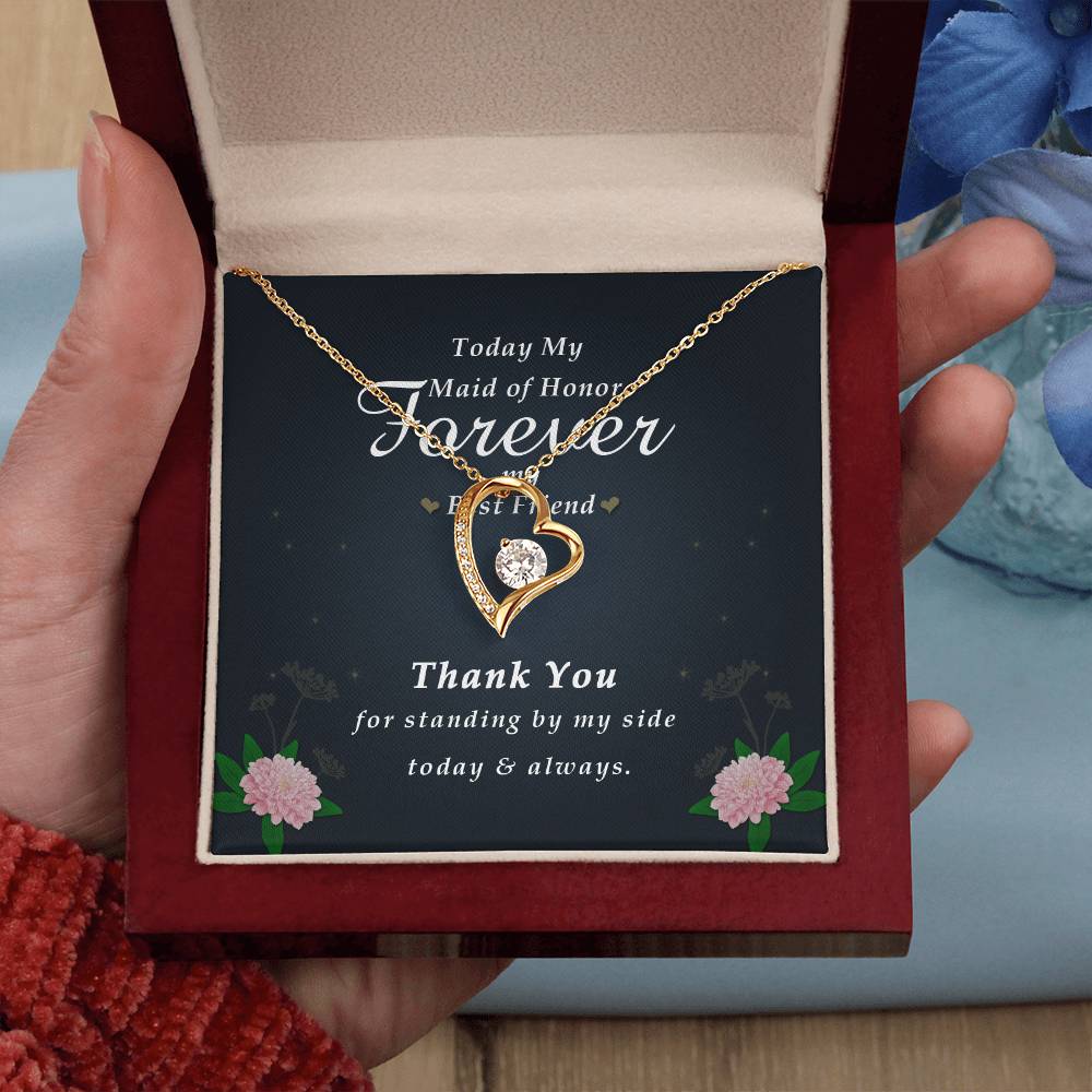 Forever Heart Necklace, Maid Of Honor Gift Forever Love Necklace