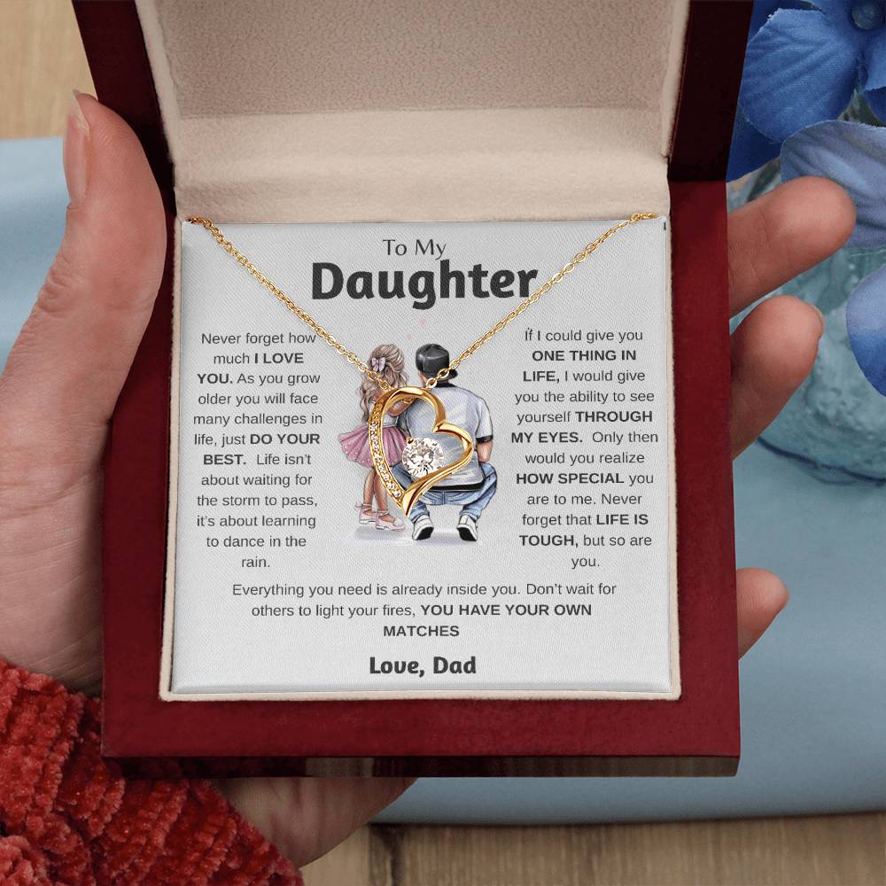 To My Daughter  Just Do Your Best  Forever Love Necklace Forever Love Necklace