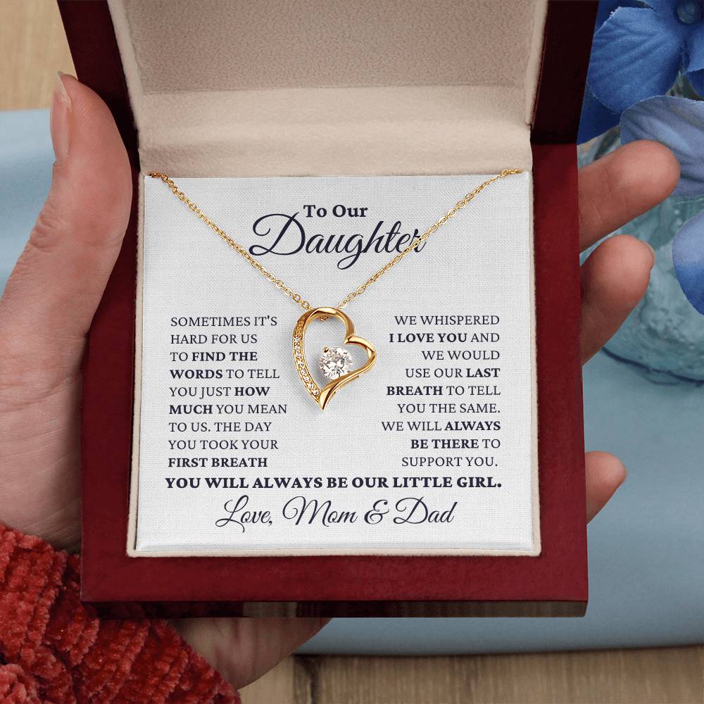Gift For Daughter Love Mom And Dad Our Little Girl Necklace Forever Love Necklace