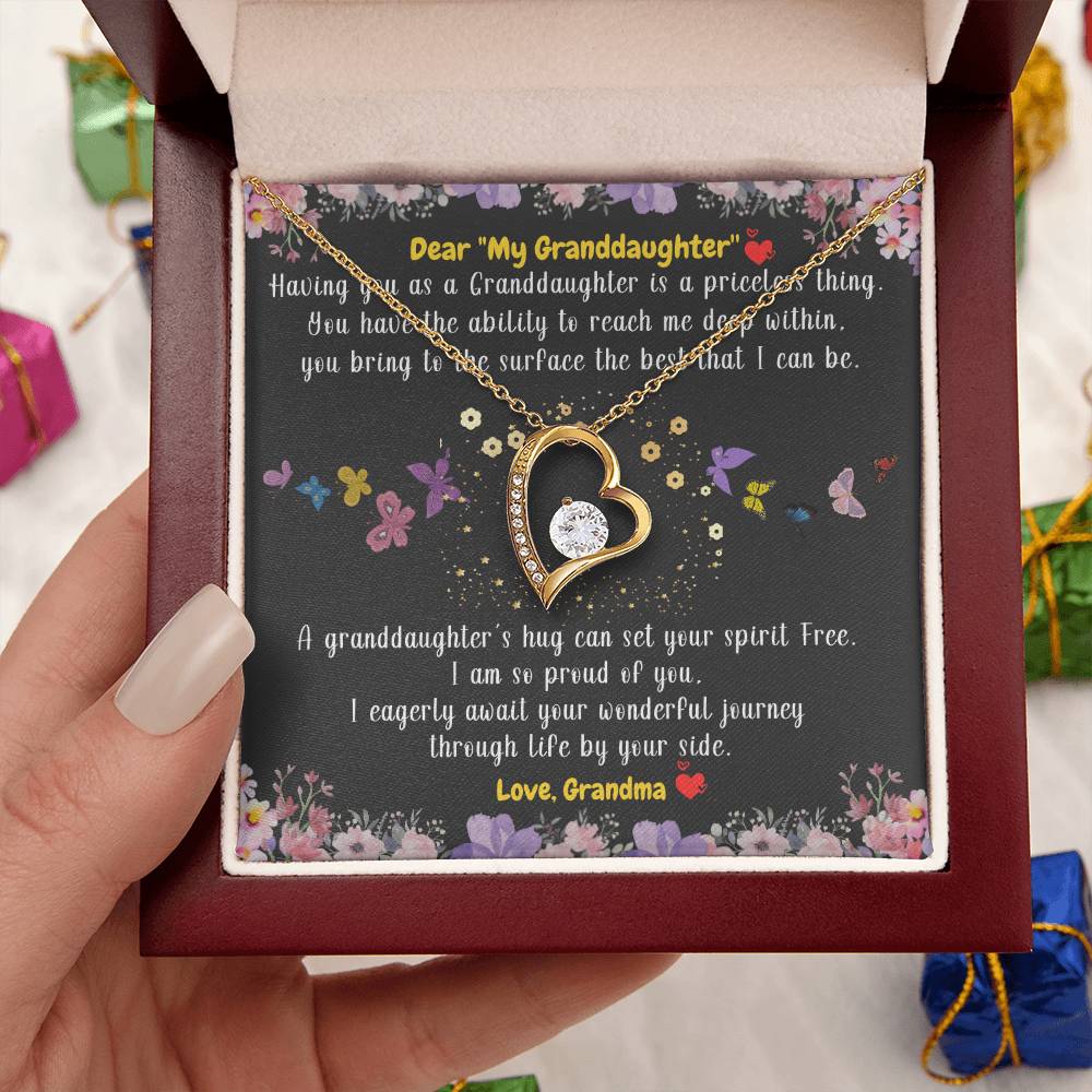 To My Granddaughter A Granddaughter’s Hug Can Set Your Spirit Free From Grandma 1 Forever Love Necklace