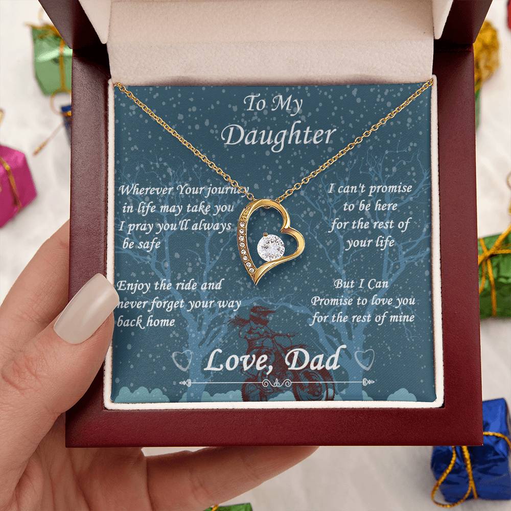 Wherever Your Journey Biker Daughter Forever Love Necklace