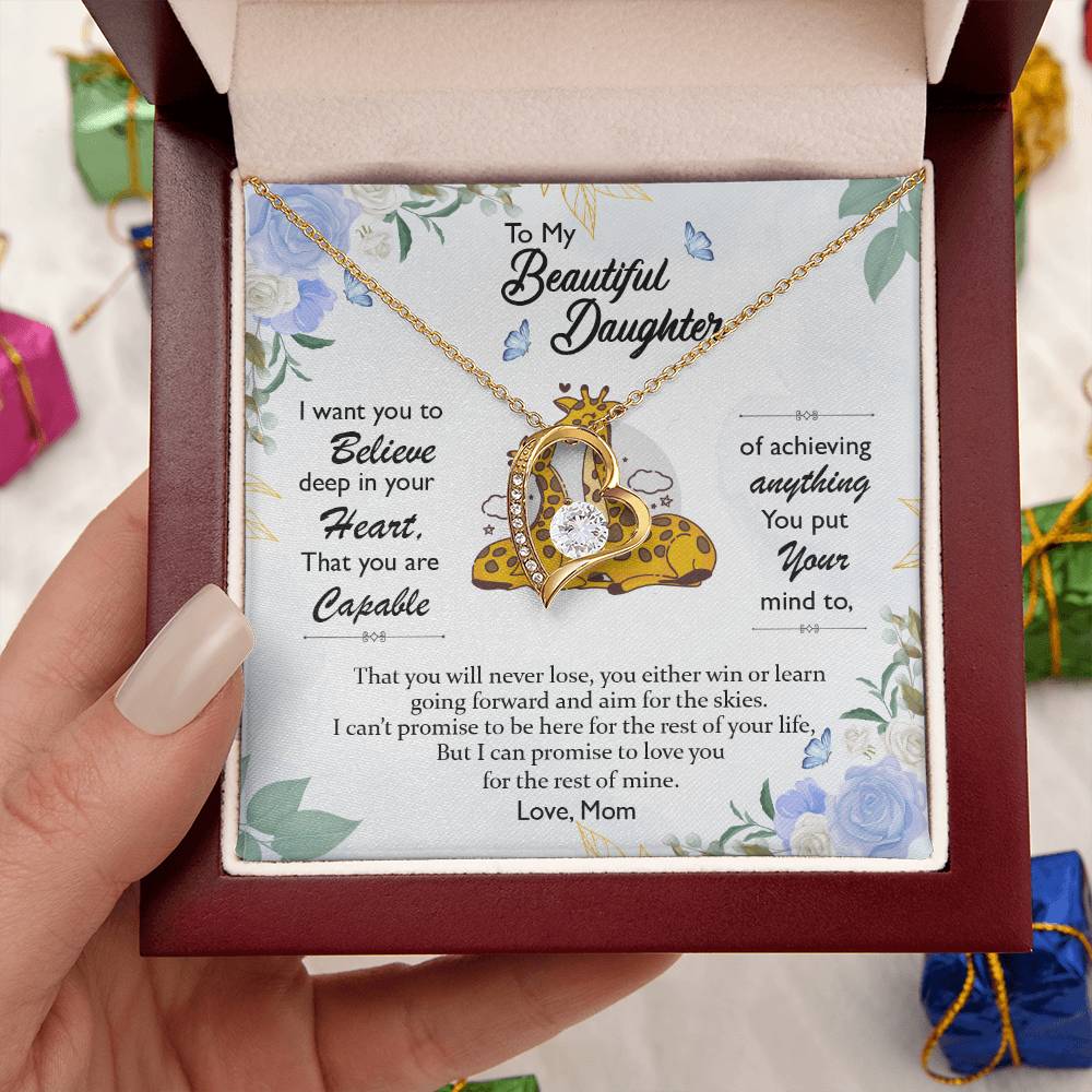 To My Daughter Giraffe Necklace Gift From Mom Birthday Gift For Daughter Sentimental Gift For Teenage Daughter Jewelry For Forever Love Necklace