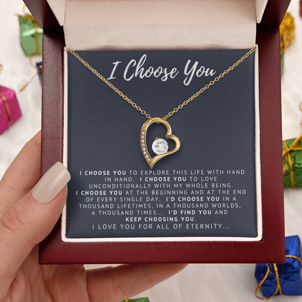 I Choose You 14k White Gold Forever Love Necklace