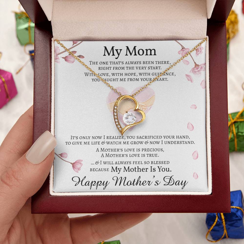 Mother's Day Gift Necklace Message Card Necklace For Mom Heart Shaped Pendant Necklace For Mom Forever Love Necklace