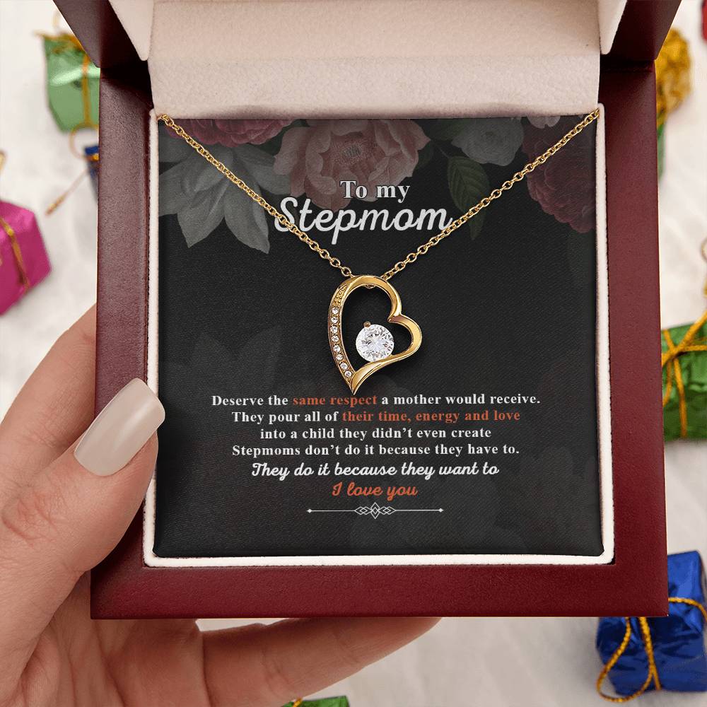 Step Mother's Gift I Love You Forever Love Necklace