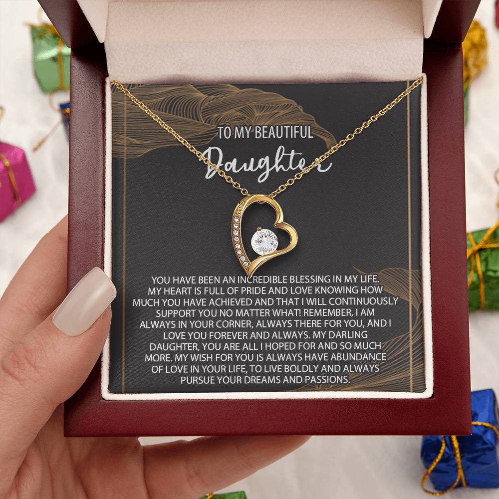 Daughter Necklace Gift Daughter Birthday Necklace To My Beautiful Daughter Forever Love Necklacedaughter Gift From Mom Daughter Forever Love Necklace