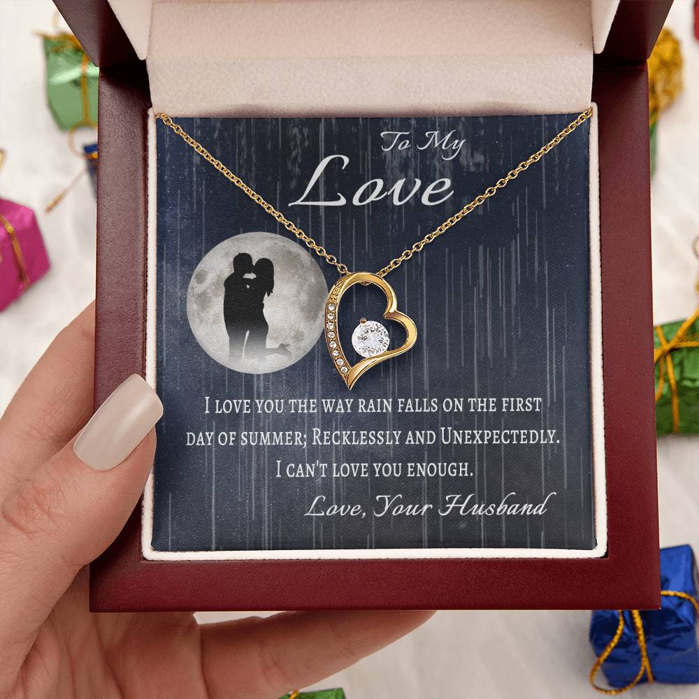 To My Wife Message Card Necklace To My Love From Husband Anniversary Gift Necklace For Wife Birthday Gifts For Wife Forever Love Necklace