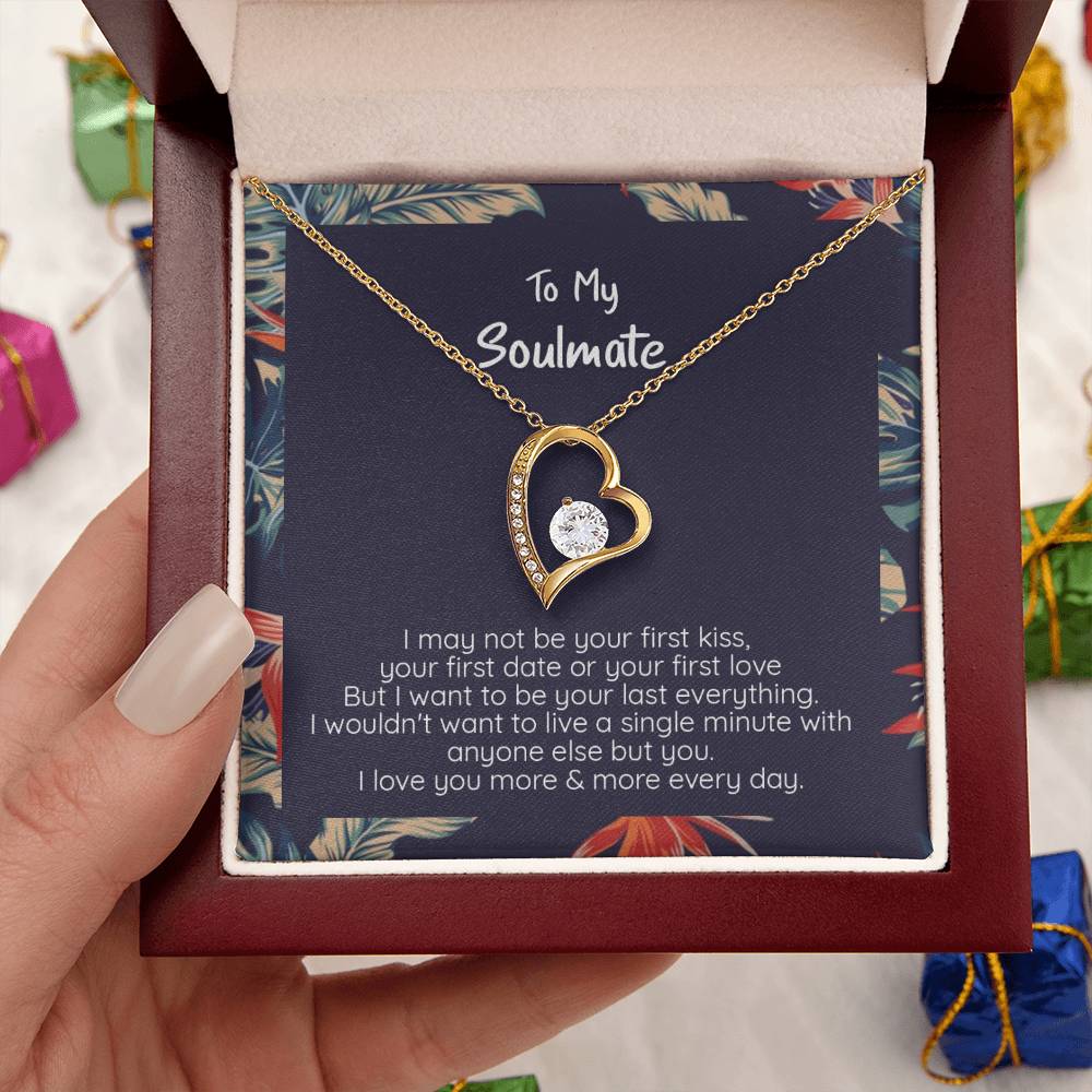 My Soulmate Your Last Everything 14k White Or 18k Yellow Finish Cz Heart Crystal Necklace Forever Love Necklace