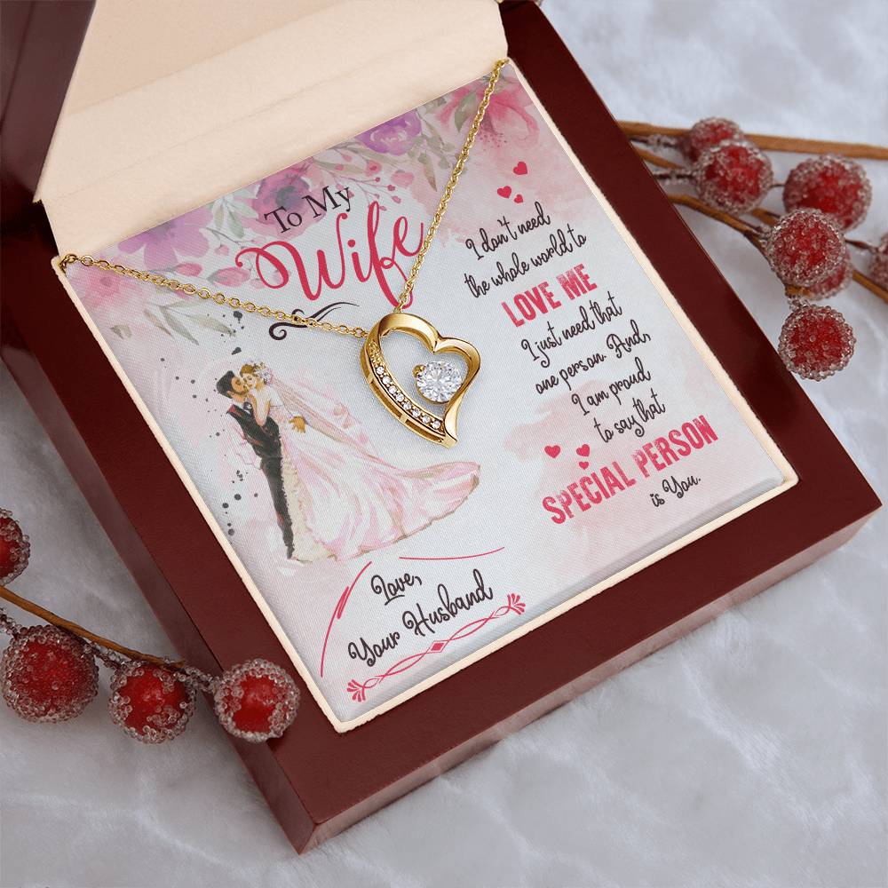 To My Wife Necklace Love Your Husband Anniversary Birthday Valentine's Day Gifts For Lineman's Wife Lineman's Wife Gifts Forever Love Necklace
