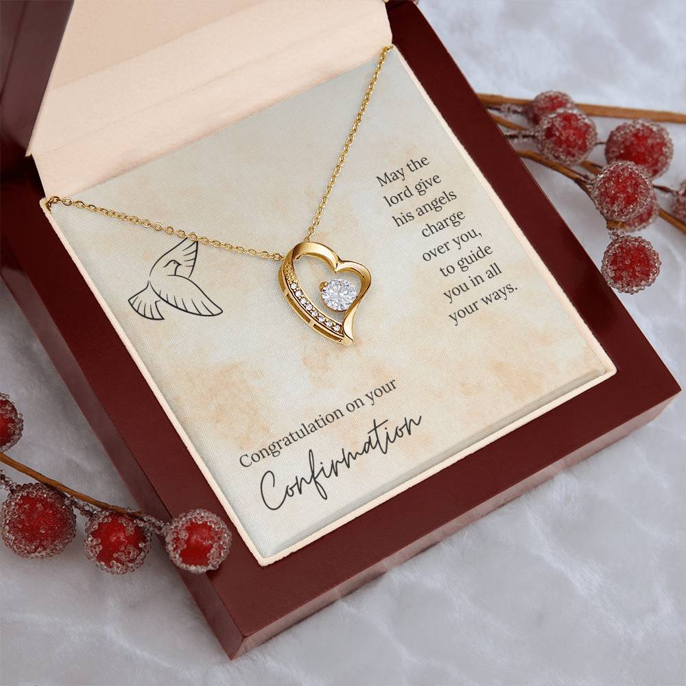 Congratulation On Your Confirmation - May The Lord Give His Angels Charge Over You To Guide You In All Your Ways - Necklace Forever Love Necklace