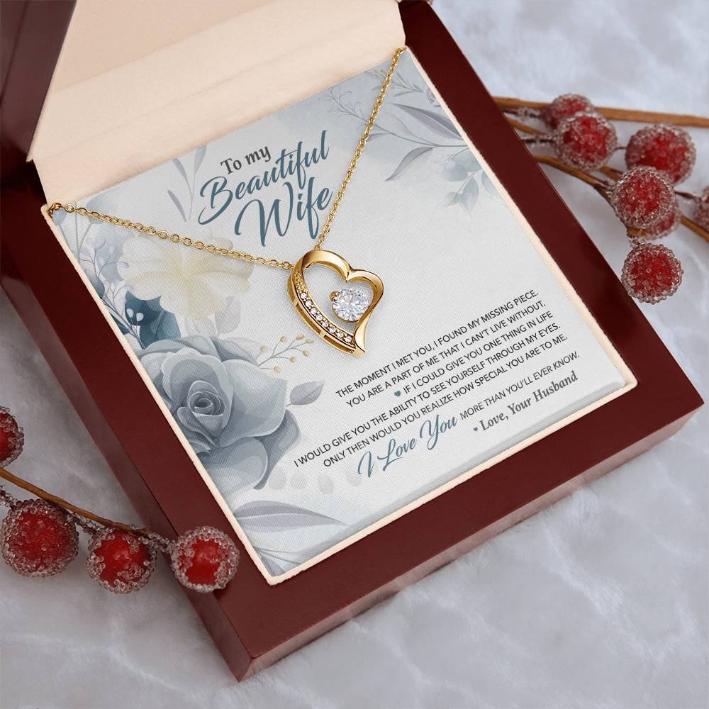 To My Beautiful Wife My Missing Piece Necklace Forever Love Necklace