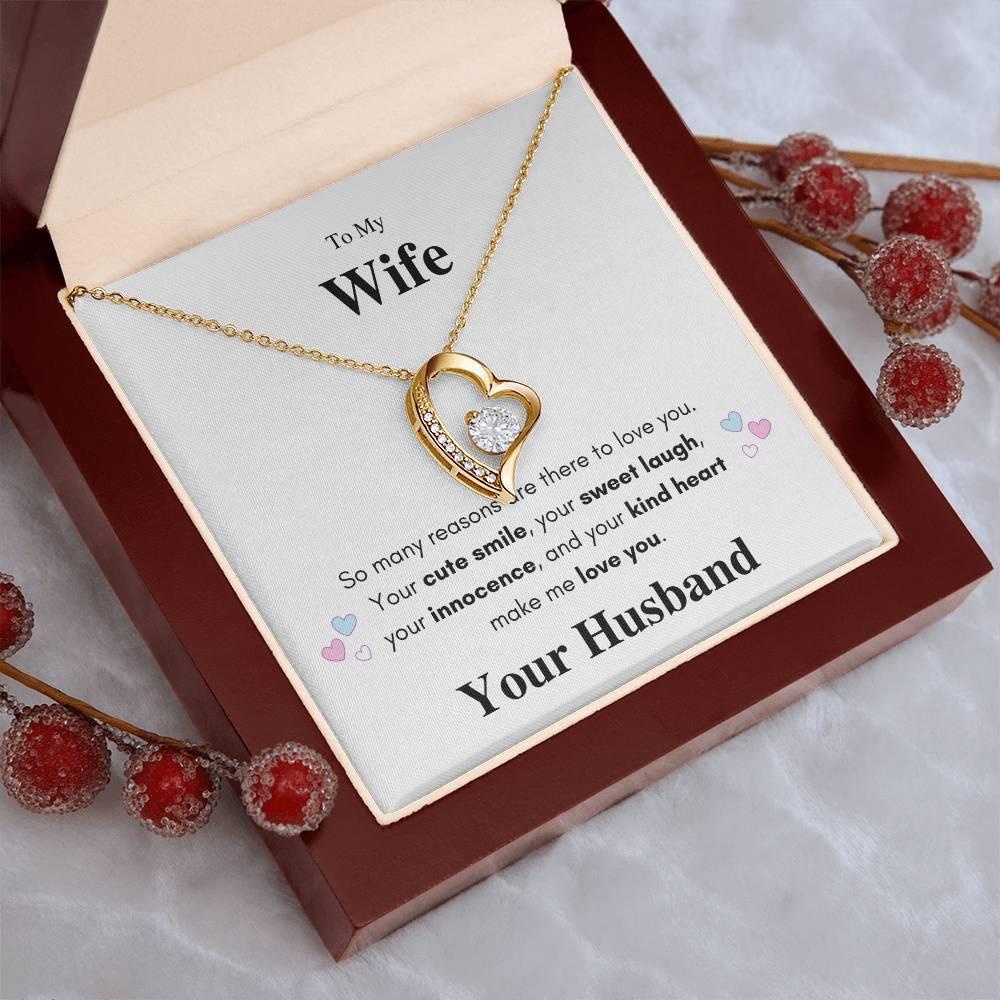 Forever Love Necklace To My Wife Cubic Zirconia 14k White Gold 1 Forever Love Necklace