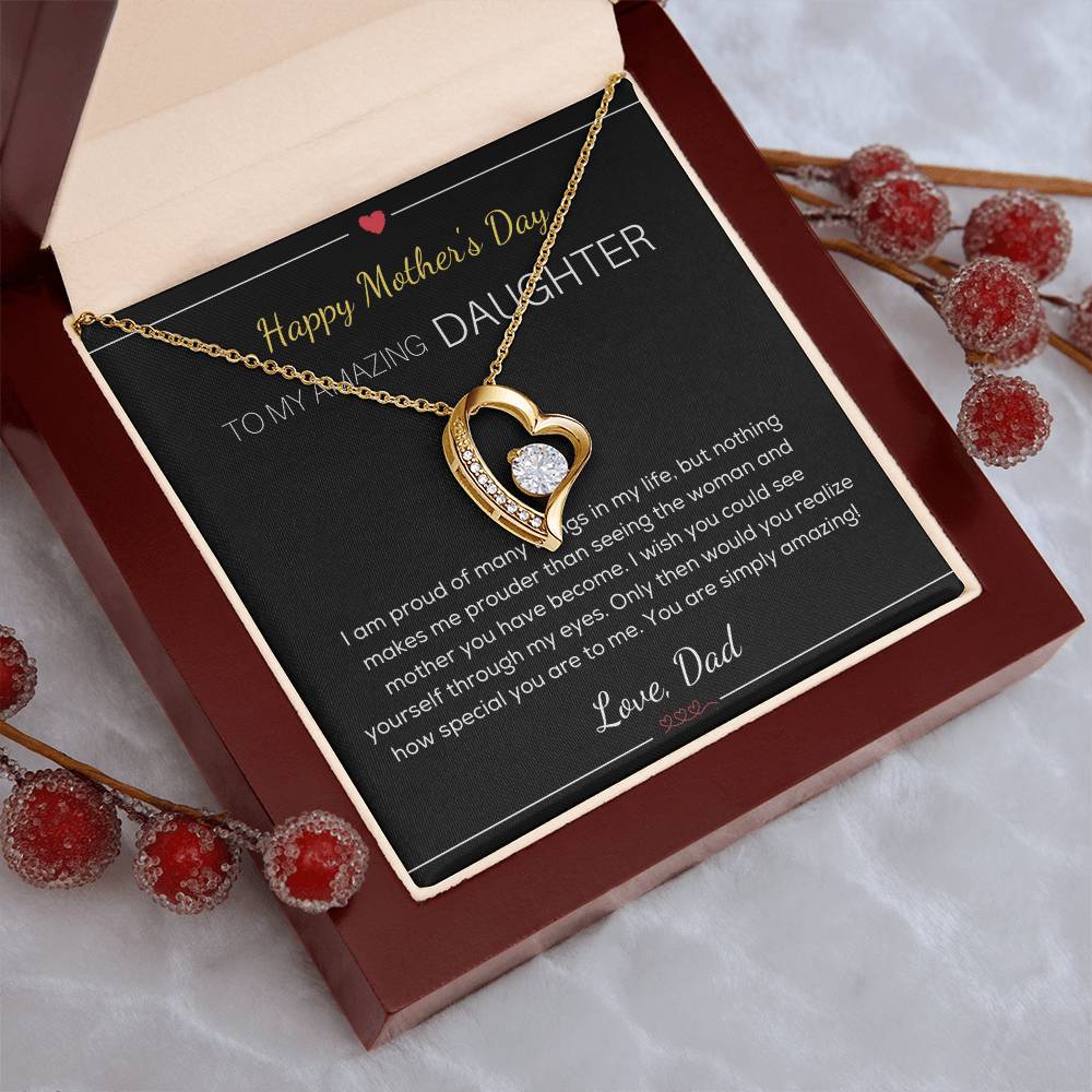 To My Amazing Daughter Necklace Happy Mother's Day Gift For Daughter From Dad Mother's Day Dad Anniversary Gift Father Daughter Necklace Forever Love Necklace