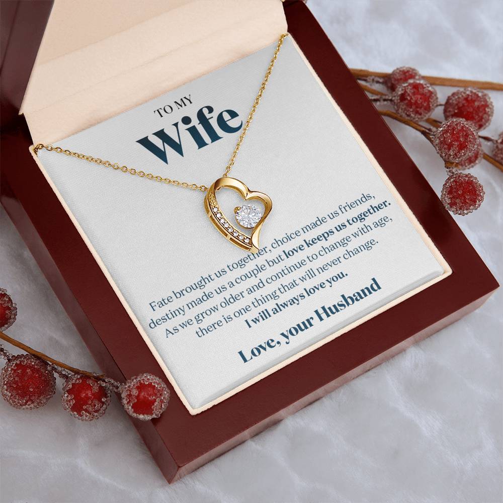 To My Stunning Wife My Love For You Will Never Change Message Card Gift Forever Love Necklace