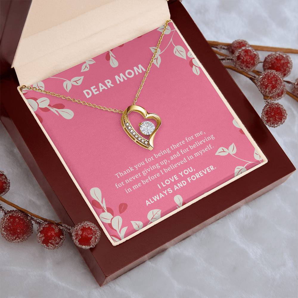 Mom I Love You Always And Forever Cubic Zirconia Heart Pendant Necklace Forever Love Necklace