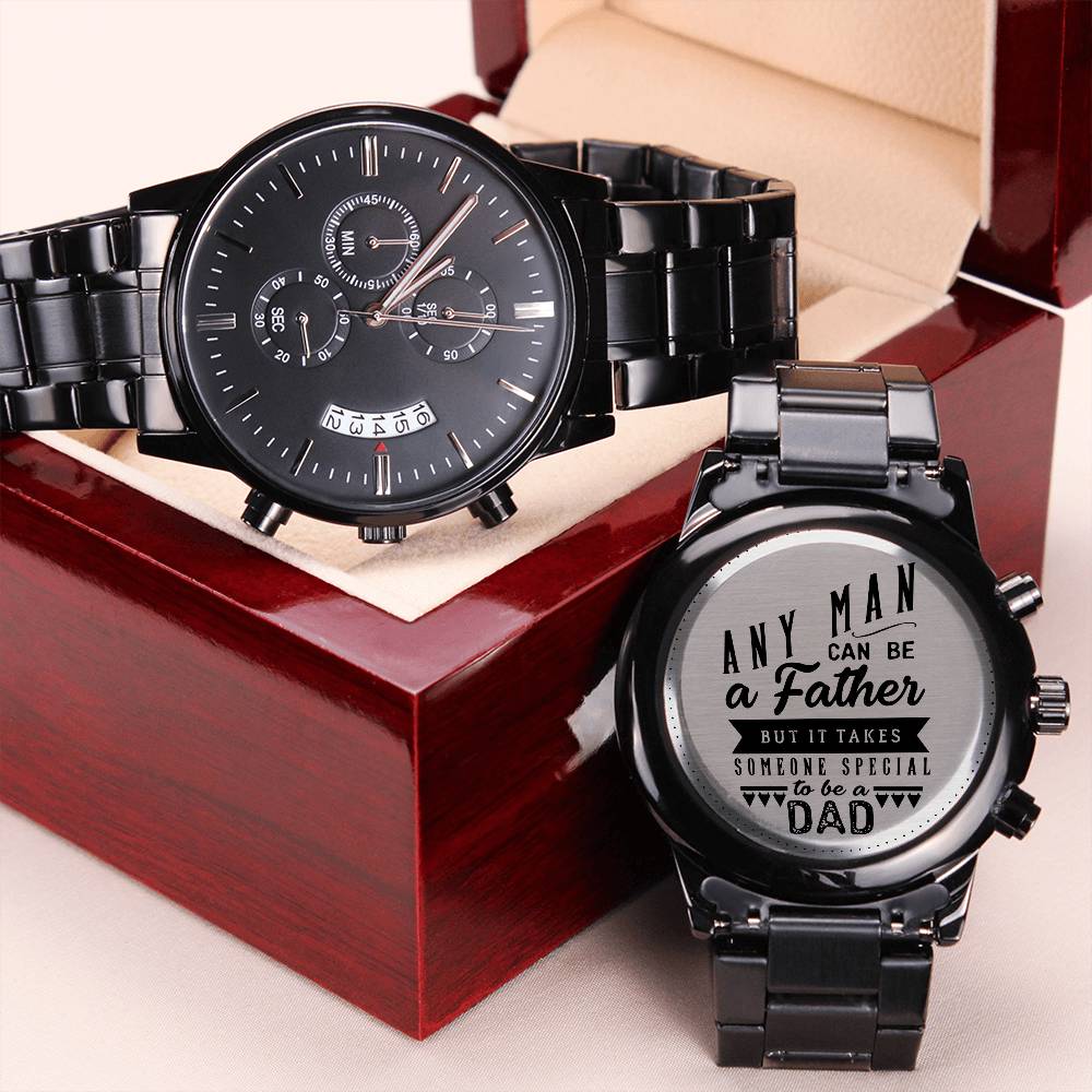 Engraved Black Chronograph Watch - Fathers Day Message 1 Engraving Chronograph Watch