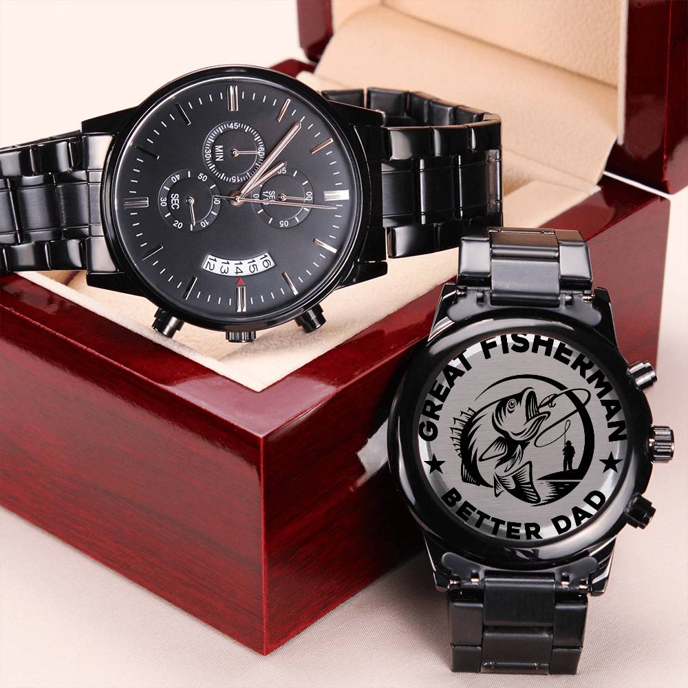 Great Fisherman Better Dad Watch Engraving Chronograph Watch