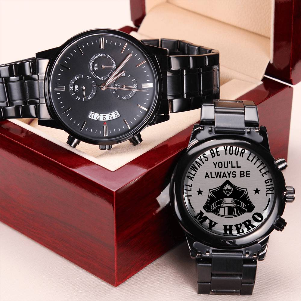 I'll Always Be Your Little Girl Police-custom Engraved Watches For Men Engraving Chronograph Watch