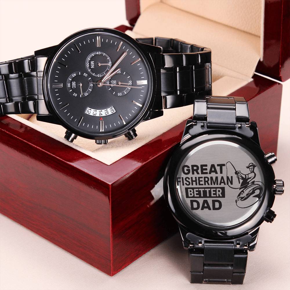 To My Fisher Dad - Better Dad - Collection Dad Engraving Chronograph Watch