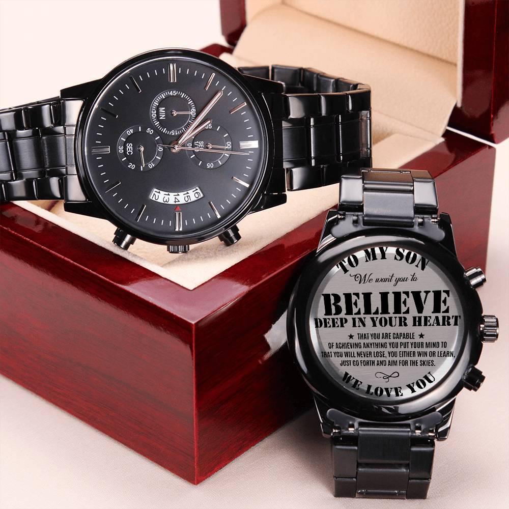 My Son Believe Deep In Your Heart Engraving Chronograph Watch