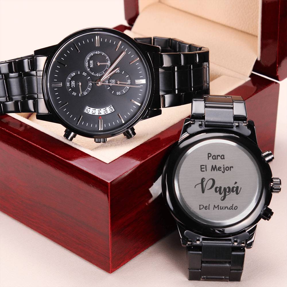 El Mejor Papa Del Mundo Engraving Chronograph Watch
