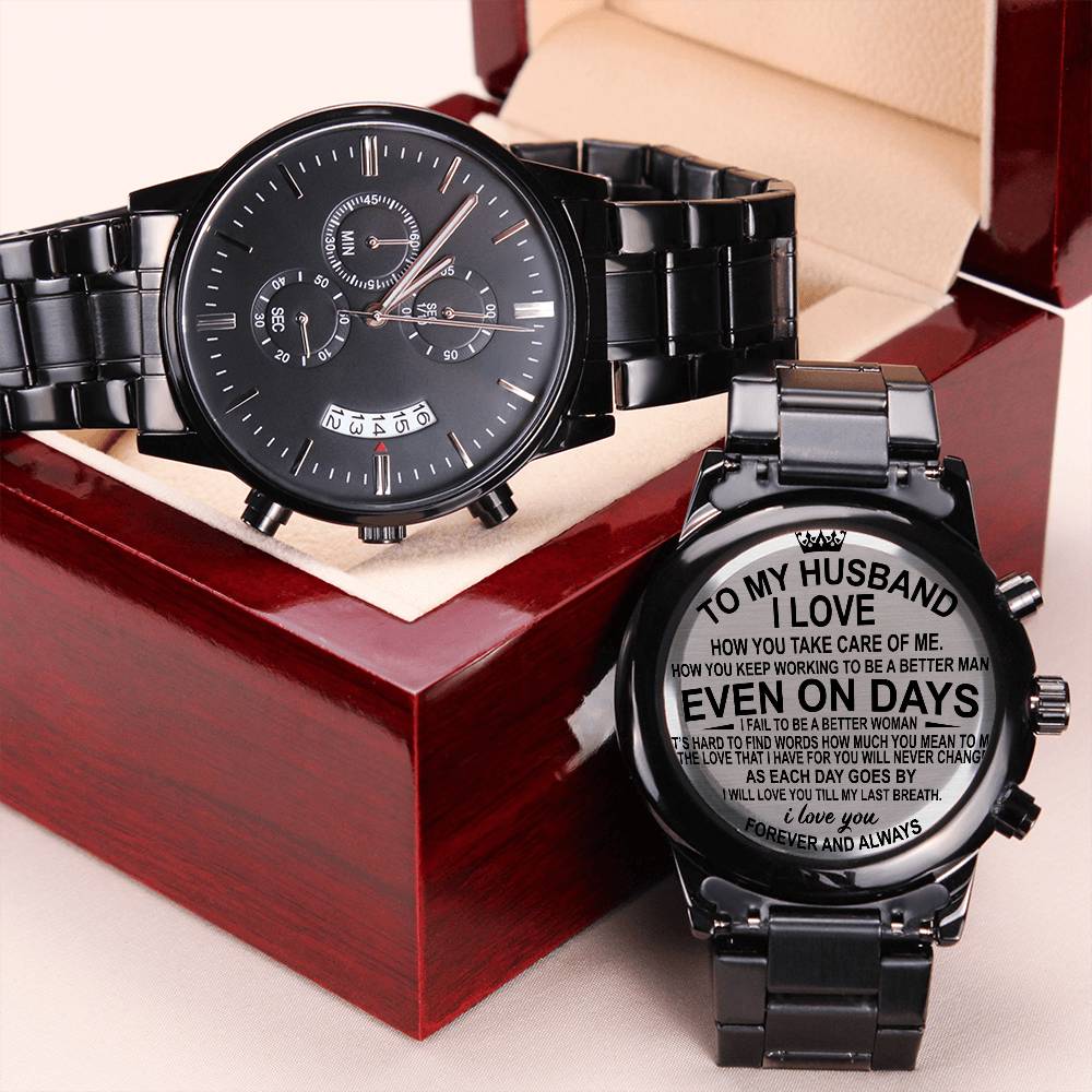 To My Husband Watch Engraving Chronograph Watch