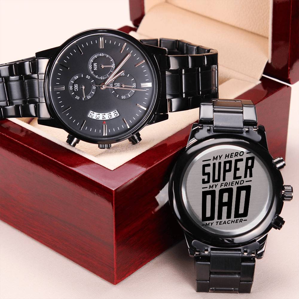Engraved Luxury Watch Gift - My Super Dad Engraving Chronograph Watch