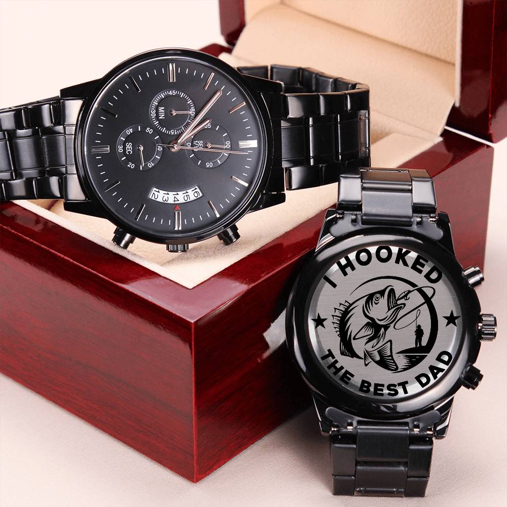I Hooked The Best Dad Watch Engraving Chronograph Watch