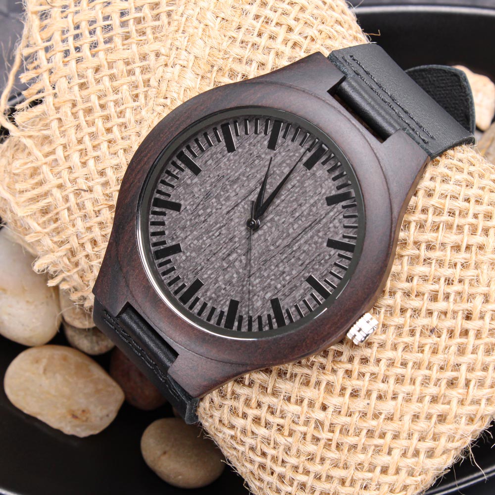 Father's Day Engraved Chronograph Watch - For Dad Anniversary Birthday Gift - Engraved Watch Gif Engraved Wooden Watch