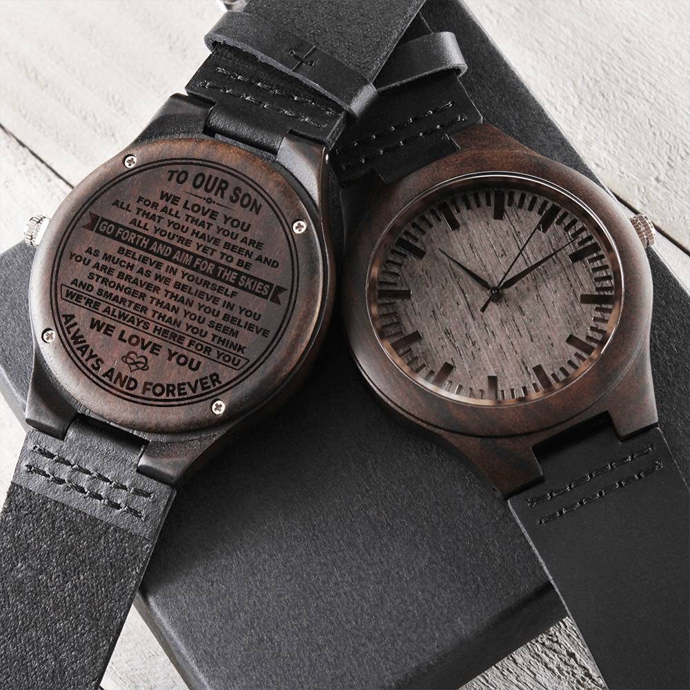 To Our Son Wood Watch Watch Gift From Mom & Dad For Son Engraved Wooden Watch