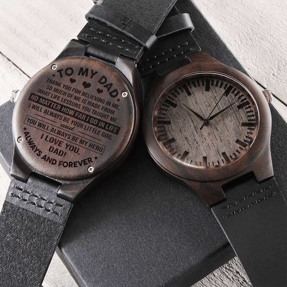 To My Dad You Will Always Be My Hero For Dad Fathers Day Anniversary Birthday Gift Engraved Wooden Watch
