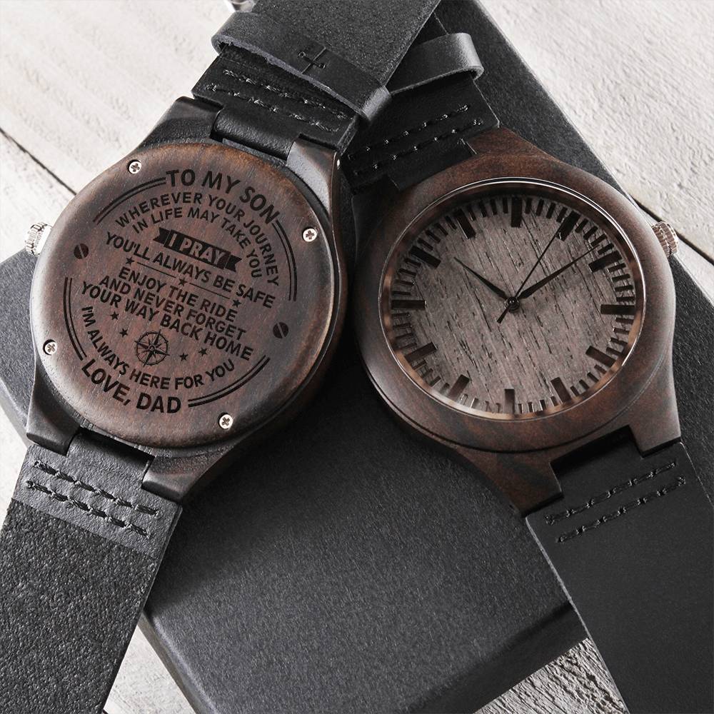 Gift To My Son - Way Back Home Son Birthday Gift From Dad Father To Son Gift Engraved Wooden Watch