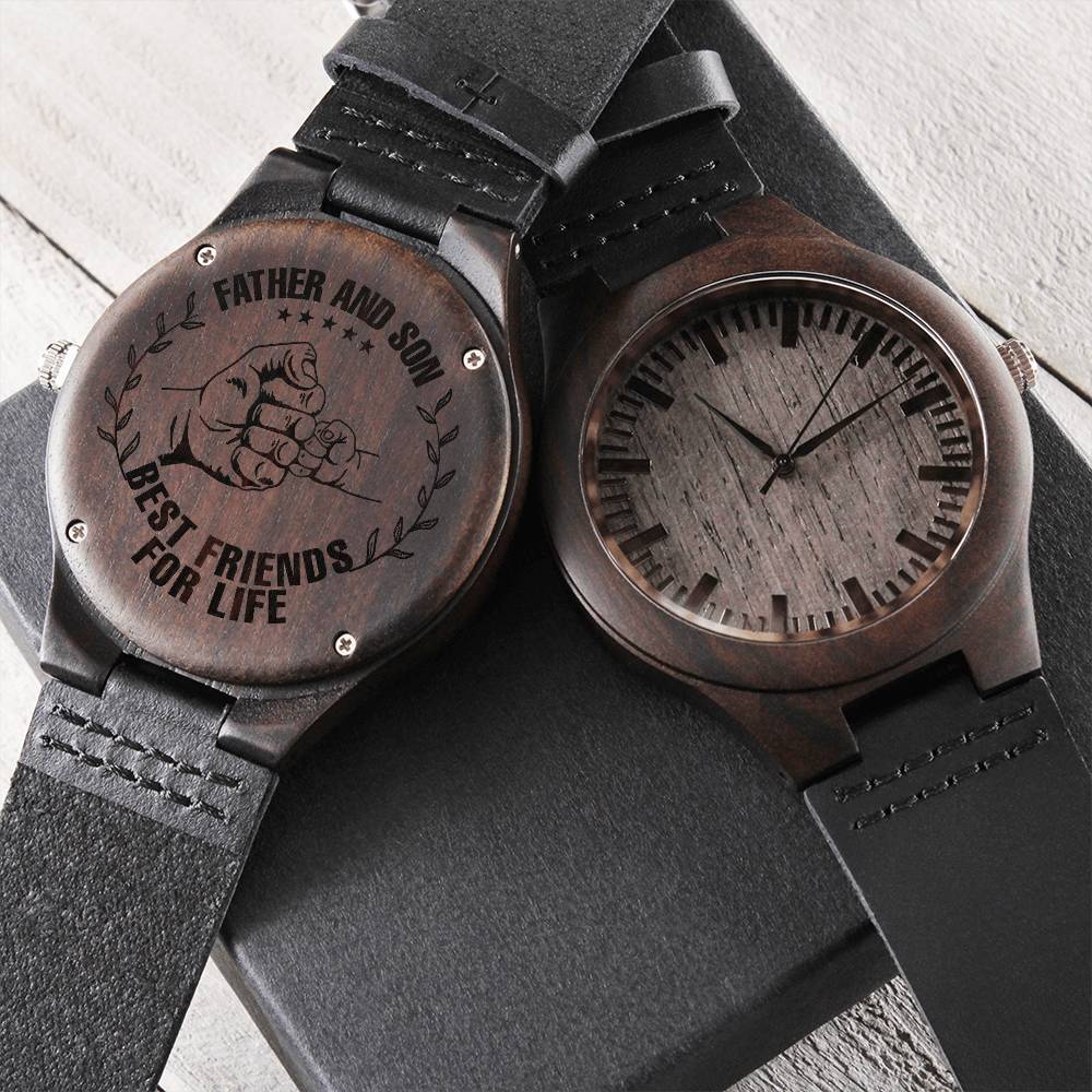 Father And Son - Wooden Watch Engraved Wooden Watch