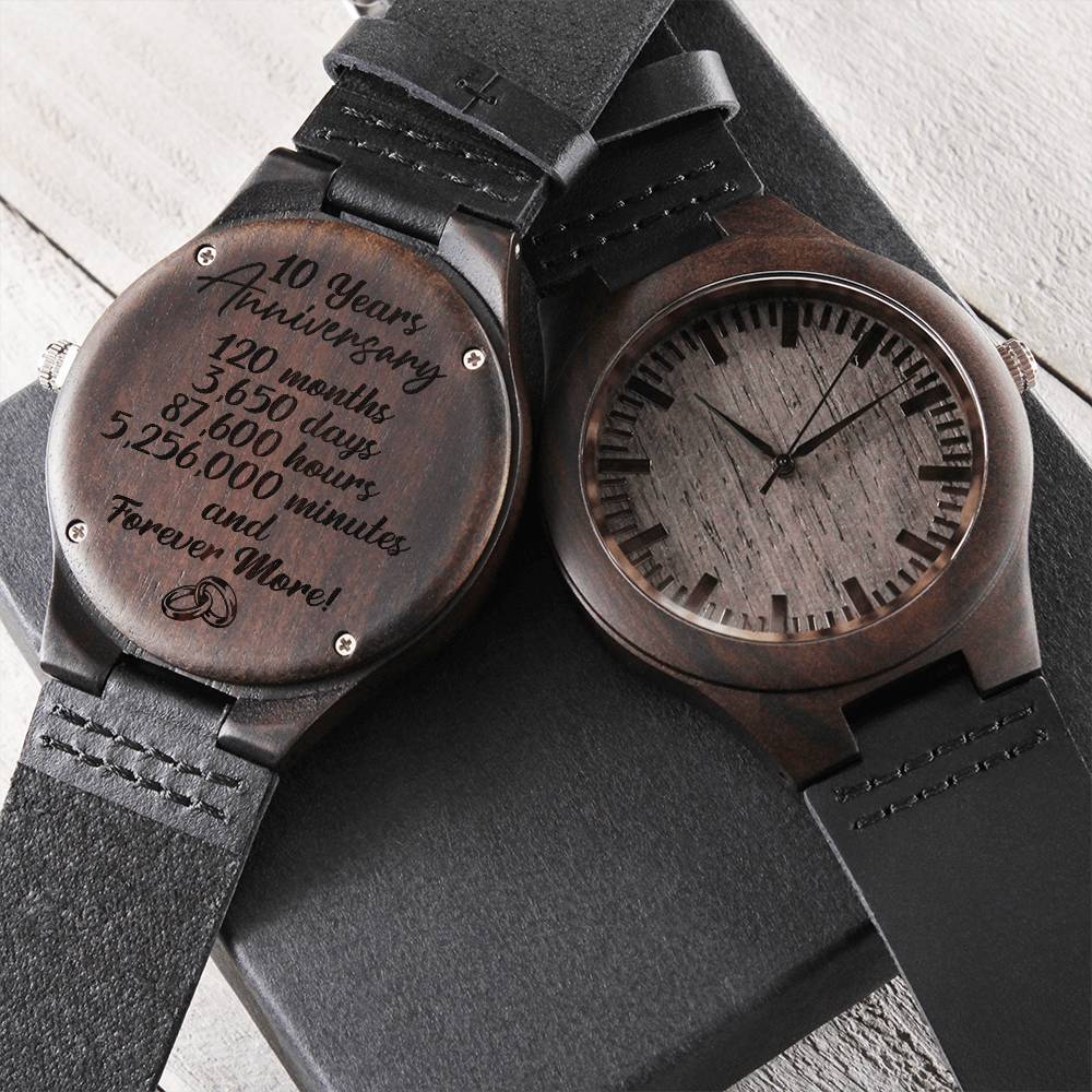 10Th Wedding Anniversary Gift For Him 10 Year Anniversary Gift For Husband 10 Year Wedding Anniversary Engraved Wooden Watch