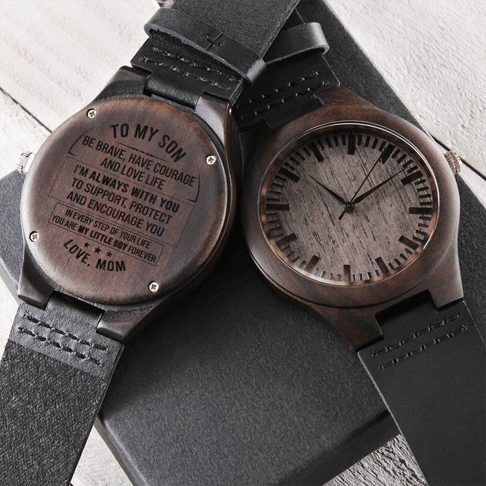 Gift For Son - Every Step - Watch - Love Mom From Mom To Son Gift Engraved Wooden Men's Watch For Birthday Christmas Engraved Wooden Watch
