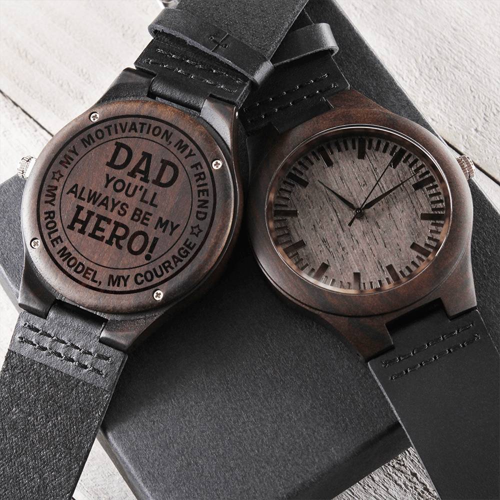 To My Dad Wood Watch - You'll Always Be My Hero Father's Day Gift For Dad Dad Birthday Thank You Dad Gift Engraved Wooden Watch