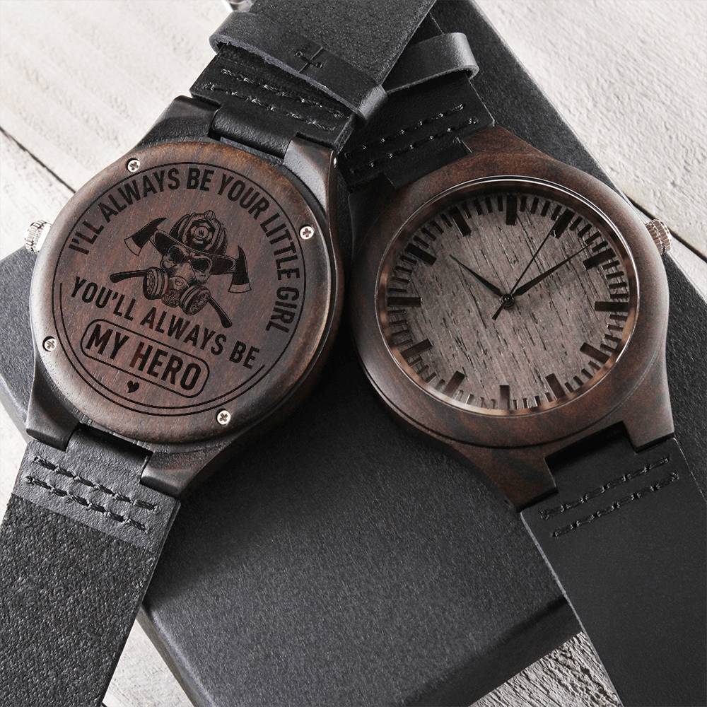 Best Gift For Firefighter Dad - Engraved Wooden Watch