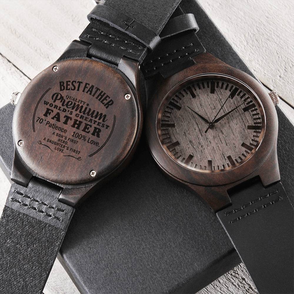 Best Father - Black Wooden Watch - World's Greatest Father Father's Day Gift For Daddy Father Gift From Daughter And S Engraved Wooden Watch