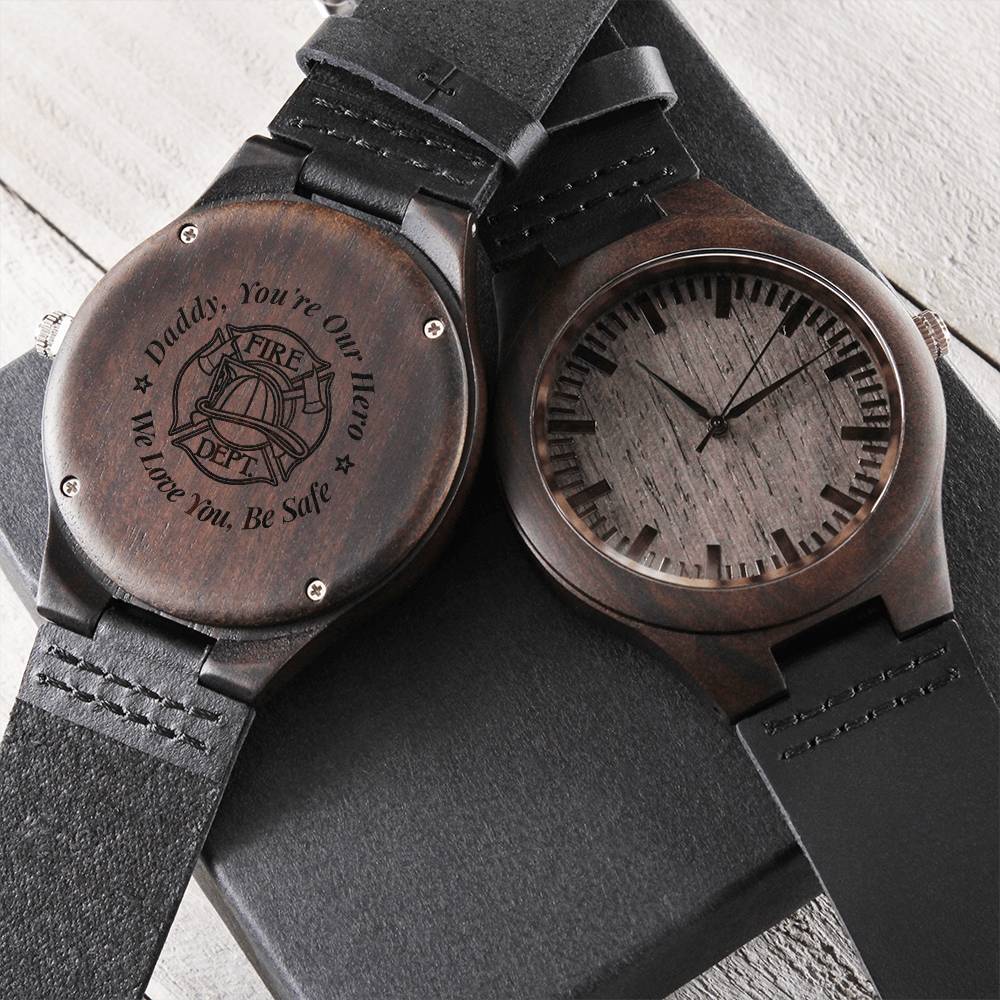 Men's Watch Gifts For Dad Watch For Dad Fire Fighter Gift Watches For Dad Gift For Dad From Daughter Birthday Gift Fat Engraved Wooden Watch