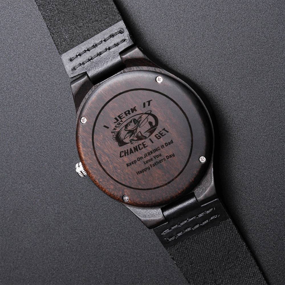 To My Dad - Reel Cool Fishing Dad - Gift From Son Daughter Anniversary Gift Gift For Father's Day - Watch Gift For Fis Engraved Wooden Watch